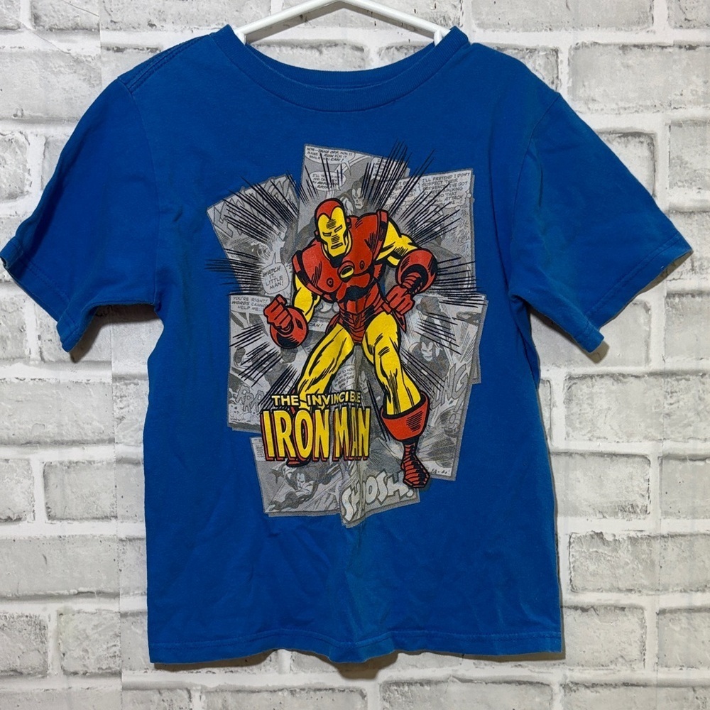 4/$20 Iron Man Blue Kids T-Shirt, size 5/6- superhero